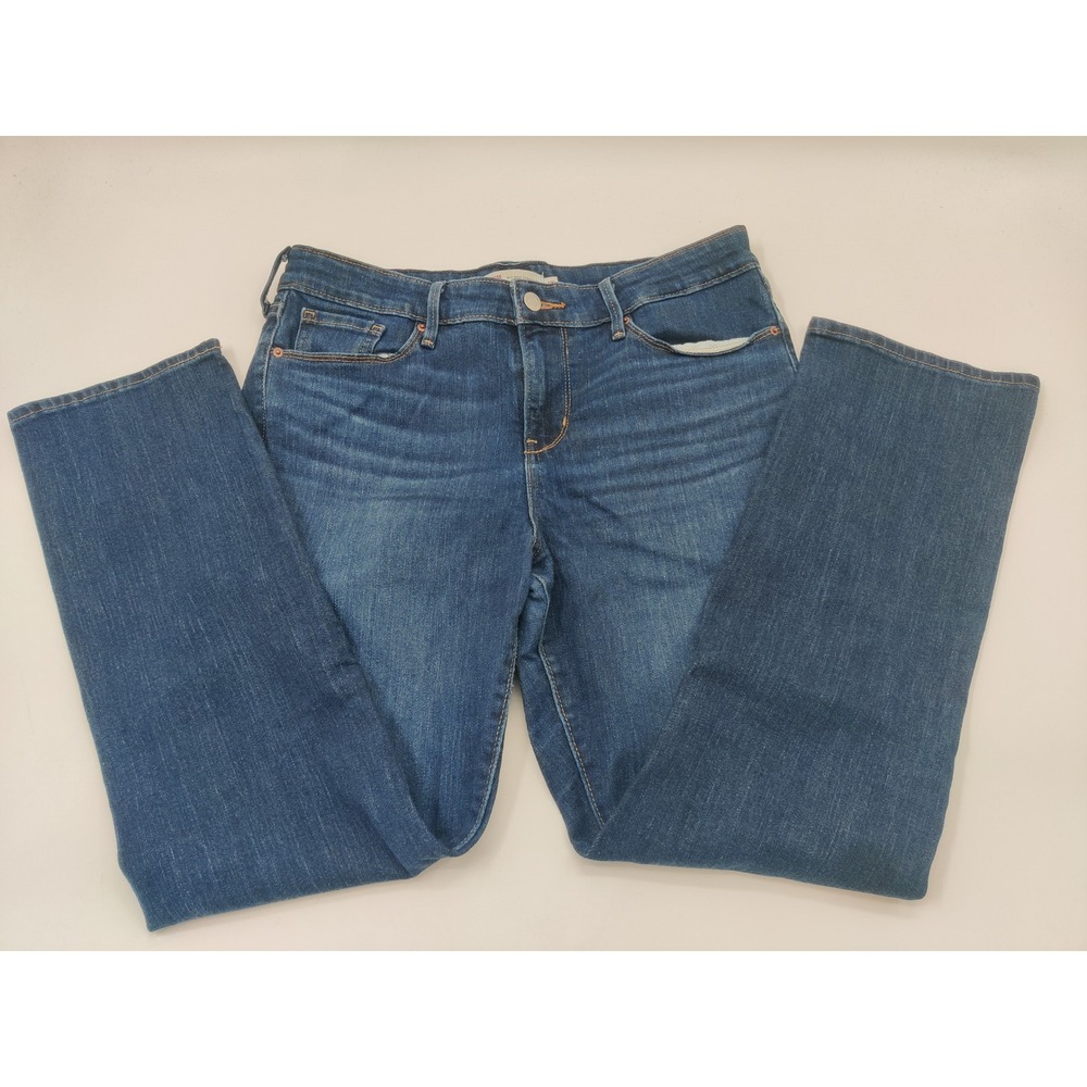 Levi Strauss Signature Womens 12S Mid Rise Straight Leg Jeans Medium Wash Blue